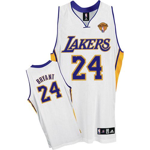 Men's Adidas Los Angeles Lakers #24 Kobe Bryant Authentic White Alternate Final Patch NBA Jersey