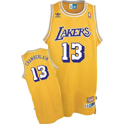 Men's Adidas Los Angeles Lakers #13 Wilt Chamberlain Swingman Gold Throwback NBA Jersey