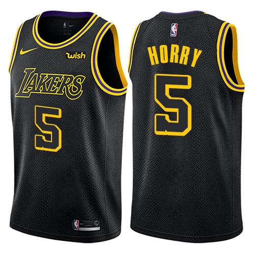 Men's Nike Los Angeles Lakers #5 Robert Horry Authentic Black City Edition NBA Jersey