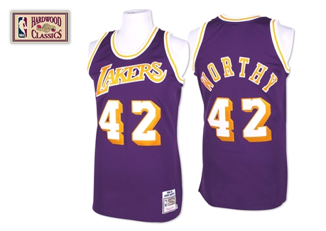 Men's Mitchell and Ness Los Angeles Lakers #42 James Worthy Authentic Purple Throwback NBA Jersey