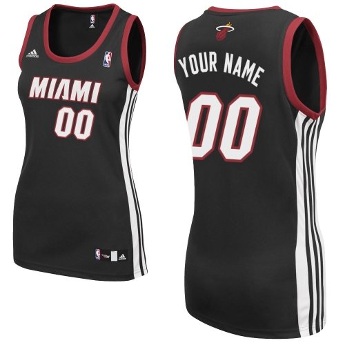 Women's Adidas Miami Heat Customized Swingman Black Road NBA Jersey