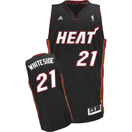 Men's Adidas Miami Heat #21 Hassan Whiteside Swingman Black Road NBA Jersey