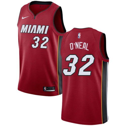 Men's Adidas Miami Heat #32 Shaquille O'Neal Authentic Red Alternate NBA Jersey