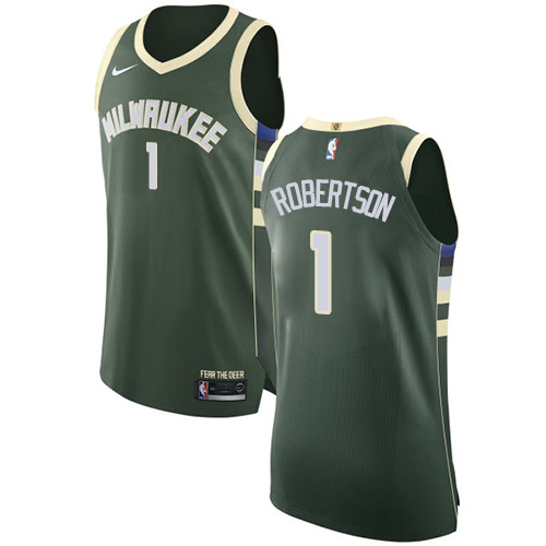 Men's Nike Milwaukee Bucks #1 Oscar Robertson Authentic Green Road NBA Jersey - Icon Edition