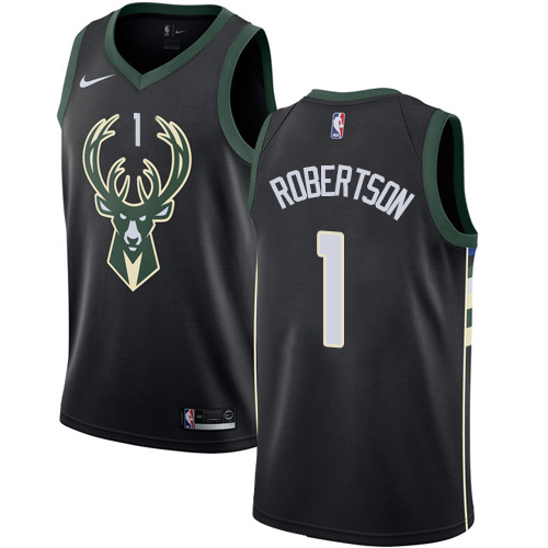 Men's Nike Milwaukee Bucks #1 Oscar Robertson Authentic Black Alternate NBA Jersey - Statement Edition