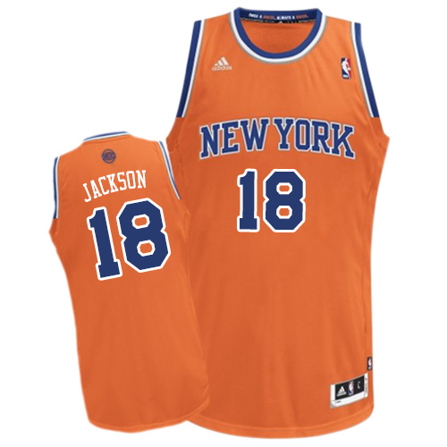 Men's Adidas New York Knicks #18 Phil Jackson Swingman Orange Alternate NBA Jersey