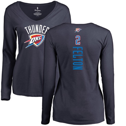 NBA Women's Nike Oklahoma City Thunder #2 Raymond Felton Navy Blue Backer Long Sleeve T-Shirt