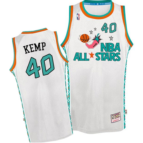 Men's Mitchell and Ness Oklahoma City Thunder #40 Shawn Kemp Authentic White 1996 All Star Throwback NBA Jersey