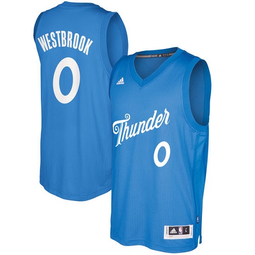 Men's Adidas Oklahoma City Thunder #0 Russell Westbrook Authentic Royal Blue 2016-2017 Christmas Day NBA Jersey