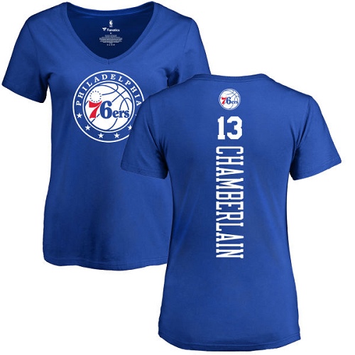 NBA Women's Nike Philadelphia 76ers #13 Wilt Chamberlain Royal Blue Backer T-Shirt