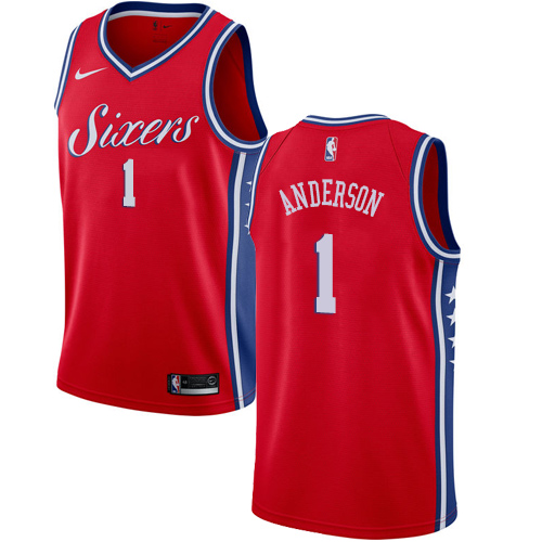 Men's Nike Philadelphia 76ers #1 Justin Anderson Authentic Red Alternate NBA Jersey Statement Edition