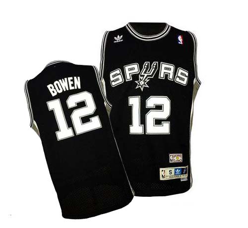 Men's Adidas San Antonio Spurs #12 Bruce Bowen Swingman Black Throwback NBA Jersey