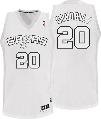 Men's Adidas San Antonio Spurs #20 Manu Ginobili Authentic White Winter On-Court NBA Jersey