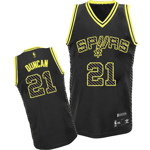 Men's Adidas San Antonio Spurs #21 Tim Duncan Authentic Black Electricity Fashion NBA Jersey