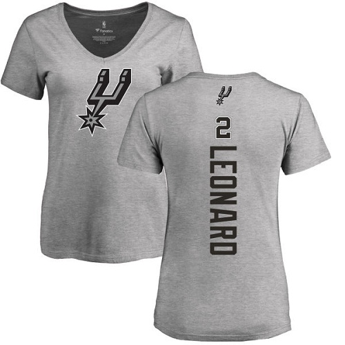 NBA Women's Nike San Antonio Spurs #2 Kawhi Leonard Ash Backer T-Shirt