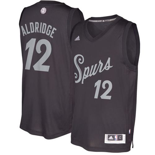 Men's Adidas San Antonio Spurs #12 LaMarcus Aldridge Authentic Black 2016-2017 Christmas Day NBA Jersey