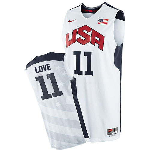 Men's Nike Team USA #11 Kevin Love Authentic White 2012 Olympics Basketball Jersey