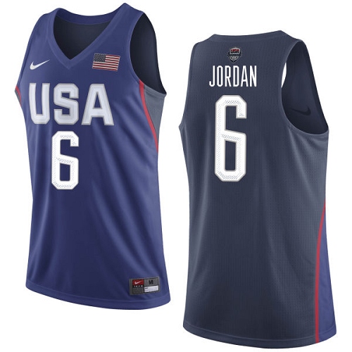 Men's Nike Team USA #6 DeAndre Jordan Swingman Navy Blue 2016 Olympics Basketball Jersey