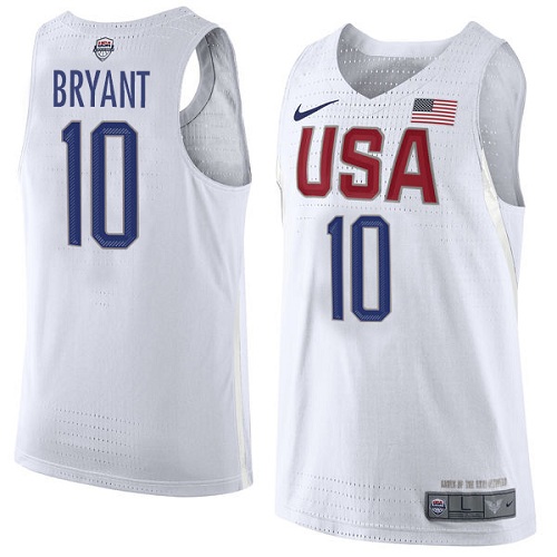 Men's Nike Team USA #10 Kobe Bryant Authentic White 2016 Olympics Basketball Jersey