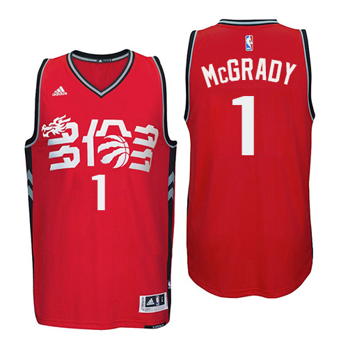 Men's Adidas Toronto Raptors #1 Tracy Mcgrady Authentic Red Chinese New Year NBA Jersey