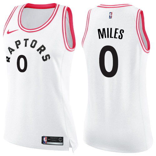 Women's Nike Toronto Raptors #0 C.J. Miles Swingman White/Pink Fashion NBA Jersey