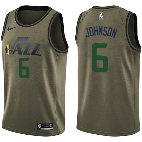 Men's Nike Utah Jazz #6 Joe Johnson Swingman Green Salute to Service NBA Jersey