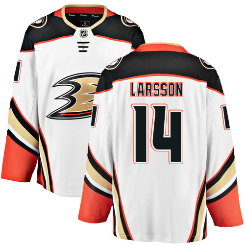 Men's Anaheim Ducks #14 Jacob Larsson Authentic White Away Fanatics Branded Breakaway NHL Jersey