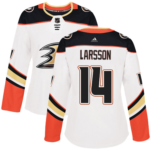 Women's Reebok Anaheim Ducks #14 Jacob Larsson Authentic White Away NHL Jersey