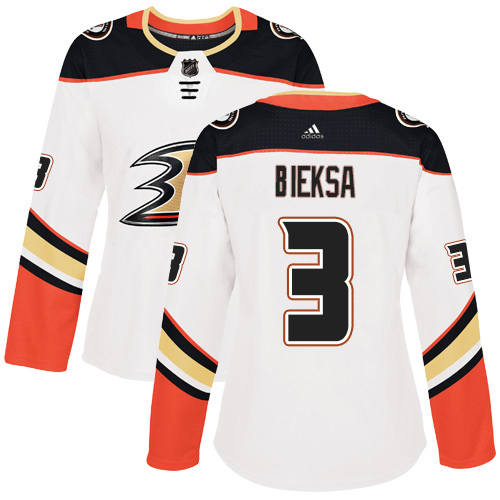 Women's Reebok Anaheim Ducks #3 Kevin Bieksa Authentic White Away NHL Jersey