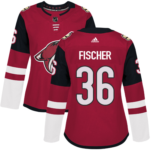 Women's Adidas Arizona Coyotes #36 Christian Fischer Authentic Burgundy Red Home NHL Jersey