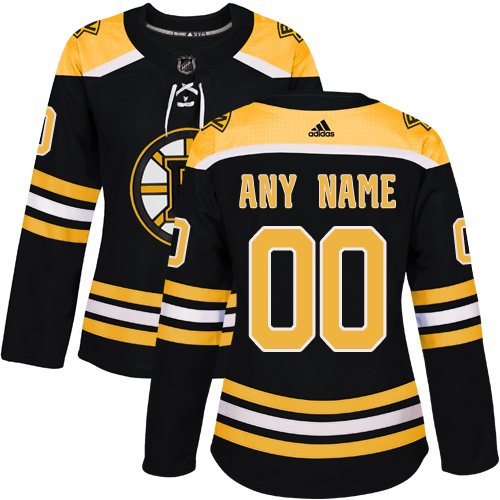 Women's Adidas Boston Bruins Customized Authentic Black Home NHL Jersey