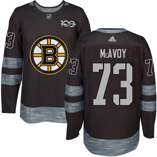 Men's Adidas Boston Bruins #73 Charlie McAvoy Authentic Black 1917-2017 100th Anniversary NHL Jersey