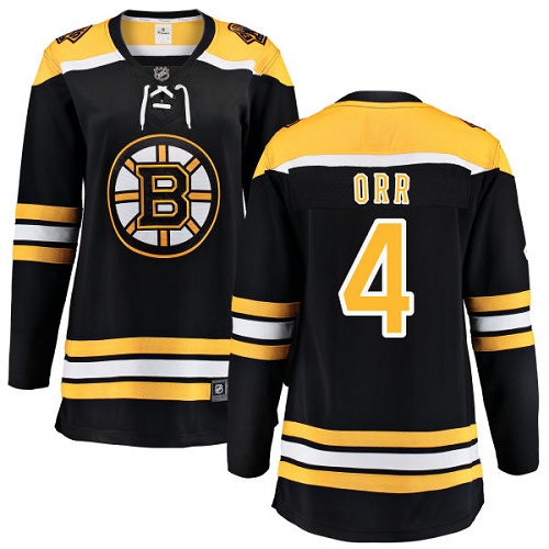 Women's Boston Bruins #4 Bobby Orr Authentic Black Home Fanatics Branded Breakaway NHL Jersey