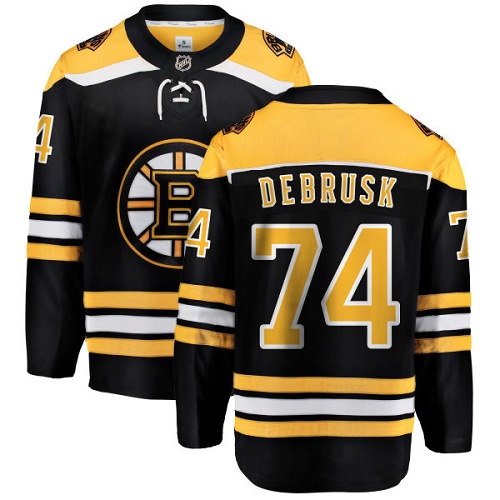 Men's Boston Bruins #74 Jake DeBrusk Authentic Black Home Fanatics Branded Breakaway NHL Jersey