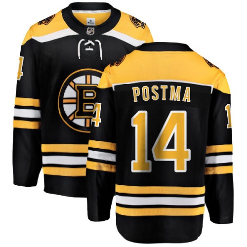 Youth Boston Bruins #14 Paul Postma Authentic Black Home Fanatics Branded Breakaway NHL Jersey
