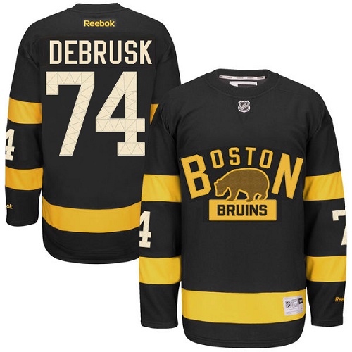 Men's Reebok Boston Bruins #74 Jake DeBrusk Premier Black 2016 Winter Classic NHL Jersey