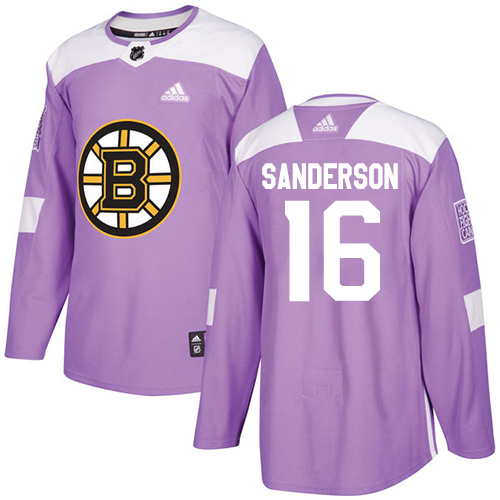 Men's Adidas Boston Bruins #16 Derek Sanderson Authentic Purple Fights Cancer Practice NHL Jersey