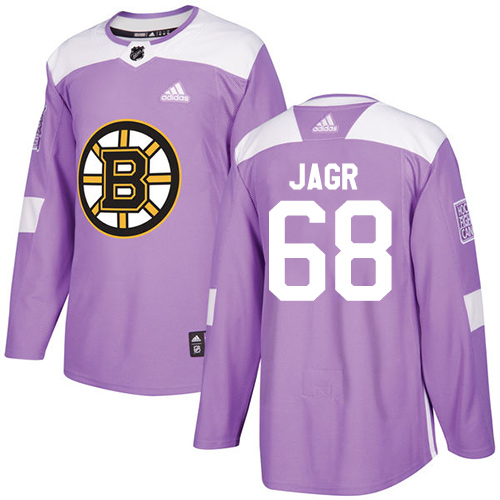 Men's Adidas Boston Bruins #68 Jaromir Jagr Authentic Purple Fights Cancer Practice NHL Jersey