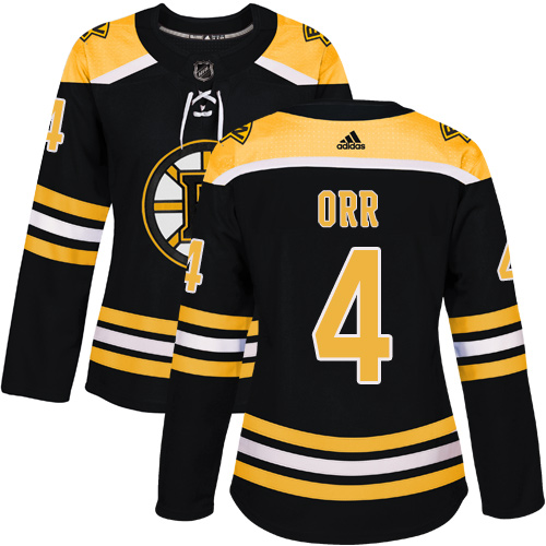 Women's Adidas Boston Bruins #4 Bobby Orr Premier Black Home NHL Jersey