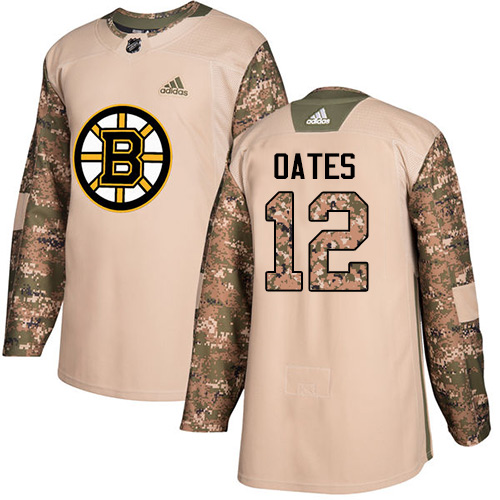 Men's Adidas Boston Bruins #12 Adam Oates Authentic Camo Veterans Day Practice NHL Jersey
