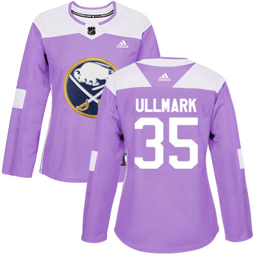 Women's Adidas Buffalo Sabres #35 Linus Ullmark Authentic Purple Fights Cancer Practice NHL Jersey