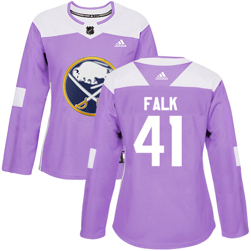 Women's Adidas Buffalo Sabres #41 Justin Falk Authentic Purple Fights Cancer Practice NHL Jersey