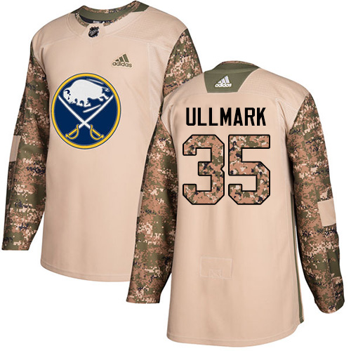 Youth Adidas Buffalo Sabres #35 Linus Ullmark Authentic Camo Veterans Day Practice NHL Jersey