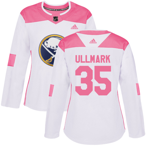 Women's Adidas Buffalo Sabres #35 Linus Ullmark Authentic White/Pink Fashion NHL Jersey