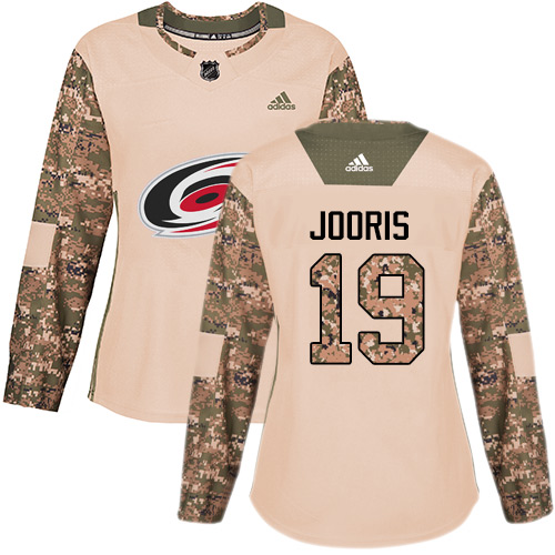 Women's Adidas Carolina Hurricanes #19 Josh Jooris Authentic Camo Veterans Day Practice NHL Jersey