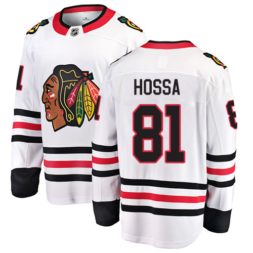 Men's Chicago Blackhawks #81 Marian Hossa Authentic White Away Fanatics Branded Breakaway NHL Jersey