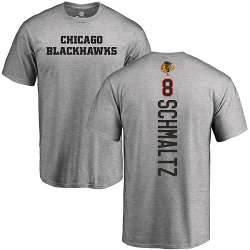 NHL Adidas Chicago Blackhawks #8 Nick Schmaltz Ash Backer T-Shirt