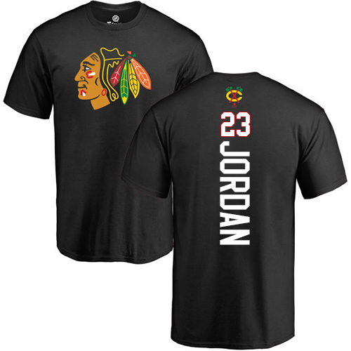 NHL Adidas Chicago Blackhawks #23 Michael Jordan Black Backer T-Shirt