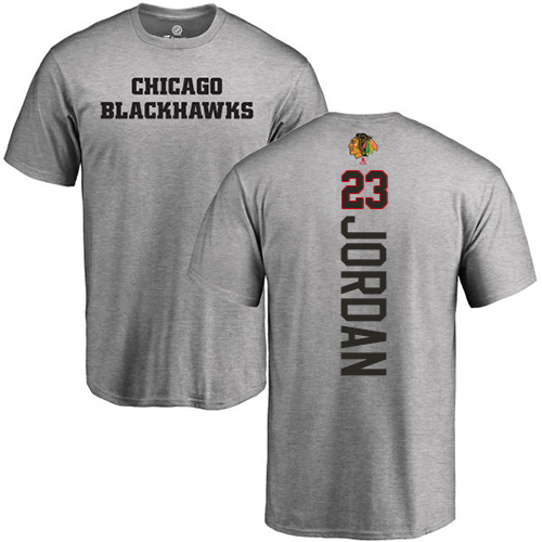 NHL Adidas Chicago Blackhawks #23 Michael Jordan Ash Backer T-Shirt
