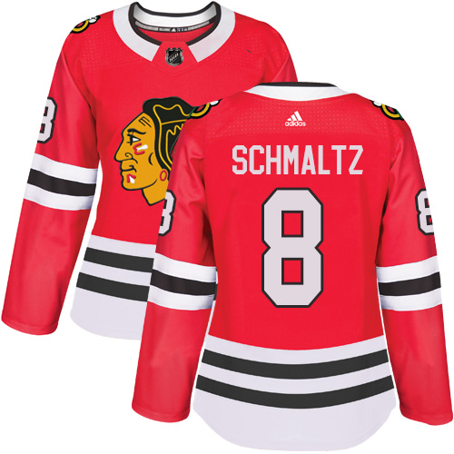 Women's Adidas Chicago Blackhawks #8 Nick Schmaltz Authentic Red Home NHL Jersey